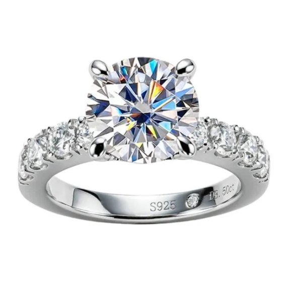 Certified 4.3 ct. t.w. Moissanite Diamond 4 Prone Solitaire Engagement Ring NEW - Picture 1 of 15
